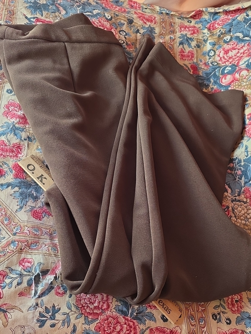 Chicos Branded Brown Olive Women's Slacks Classic Style Elastic Waist Sz 2